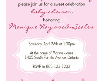 Cupcake Baby Shower Invitation- pink, brown, white