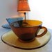 Vintage Teacup Blue and Brown in glass