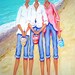 The Treasure Hunters Women Seashells Beach Seashore Print Whimsical Glicee from original painting Korpita ebsq