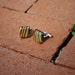 Teal/Brown/Yellow Wood Cuff Links for Men's Dress Shirt