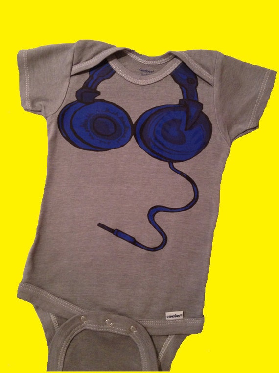 Items similar to Hipster Headphones Baby Onesie with Different color
