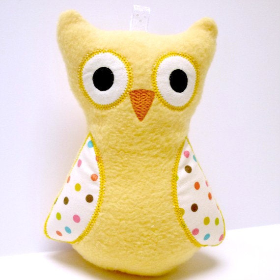 Yellow Plush Owl Toy Owl Baby Owl Toy by BirdieAndDot on Etsy