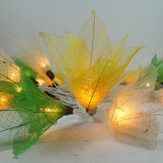 20 Fall Color Tone Bodhi Leave Flower Fairy Lights by marwincraft