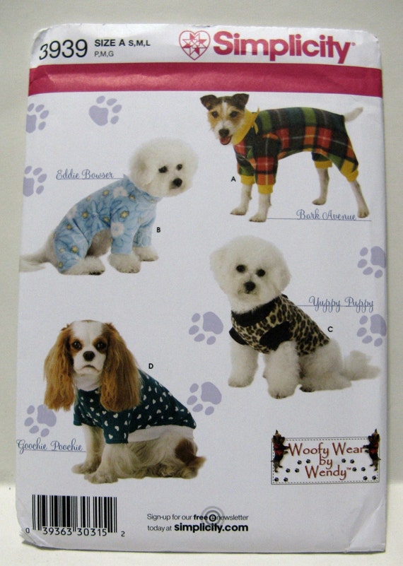 Simplicity 3939 Sewing Pattern Dog Clothes by sewandsewpatterns