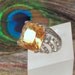 Citrine Crystal Cocktail Ring - Size 7 - White Gold Plated Setting with Deep Yellow Crystal