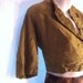 VINTAGE JACKET olive green cropped bolero jacket short sleeves crushed cotton
