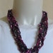 Crocheted Ribbon Necklace, Ladder Yarn Necklace in Pink & Violet