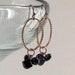 SALE Black Oval Hoop Earrings - Antique Gold Dangles - Fashion Dangle Jewelry Jewellery - Bead Cluster Free Shipping Paisley Beading