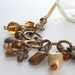 Bohemian Brown Statement Necklace Boho Earth tones Antique Bronze Amber Beads Chunky Fashion Jewelry Charms Toggle Clasp Free Shipping
