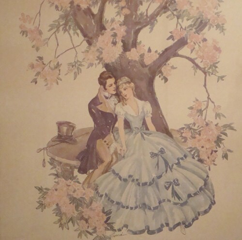 Vintage 1950s Victorian Romance Art Print . by kitschbitchvintage