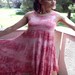 REDUCED - Women's Red tie dyed layered jersey maxi dress with matching head wrap - asymmetrical hem - S, M, L
