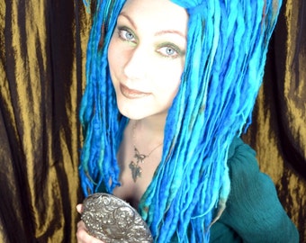 Mermaid ELFLOCKS Dreadlocks Dread Falls in Blue/Green/Brown for Cosplay, LARP, Clubbing, Tribal Belly Dance, Festivals, Alt Fashion, Goth - il_340x270.325058992