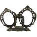 PHOTO FRAMES, antique, foundry cast brass, FAMILY 3 ornate pcs set on stand, Art nouveau, glass, picture display, Shelf console buffet decor