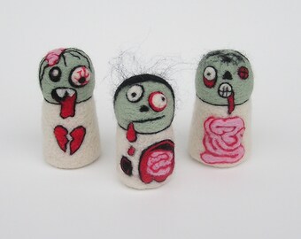 NEEDLE FELTING KIT / Zombie Fuzz Butts / Learn to Felt Zombies / zombie felting tutorial kit / beginner felting kit / Purple Moose Felting