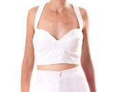 Retro Short and Bustier in White Linen -Made to order-