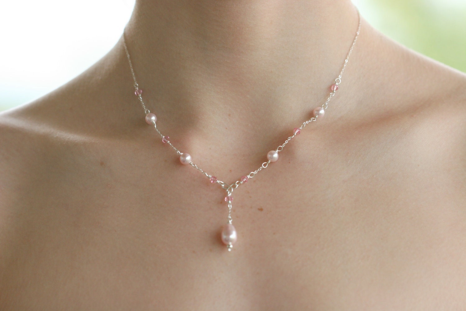pink wedding necklace