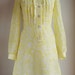 1960s Yellow White Floral Print Mid Length Collar Day Dress Size Small / Medium