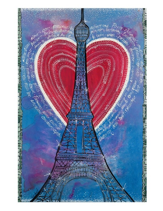 Blue Paris Decor. Paris Eiffel Tower Art Print by TheLadybugCabin