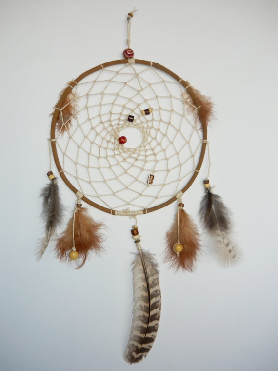 Dream catcher Large Size Traditional Light Feathers Brown