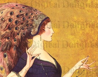 Stunning Deco Magazine Cover/VINTAGE Digital ILLUSTRATION/Artist Benda