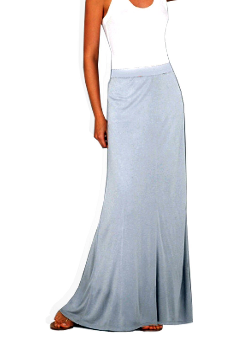Heather Grey Cotton Jersey Maxi Skirt