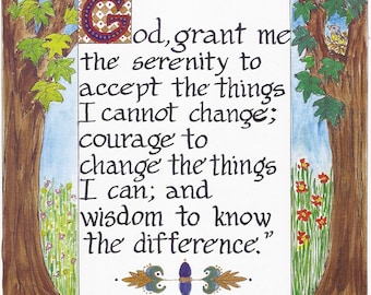 Items similar to The Serenity Prayer - 4x6 Framed Print - Green Frame ...