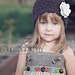Girls Hat, Childs Hat, Crochet Hat, 5T-Preteen Shell Beanie with Flowers -Espresso Ecru, Free US Shipping