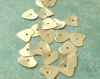 Organic-Shaped Metal Sequins in silver Baroque lot of 20 loose 12mm x 10mm Hearts