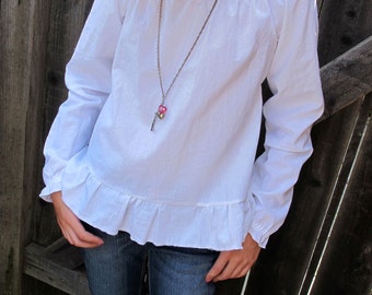 Girls Peasant Blouse Pattern - Long sleeved or short - 2 to 10 years - PDF
