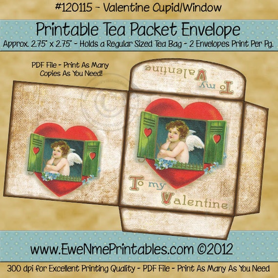 INSTANT DOWNLOAD Printable Tea Bag Envelope by ewenmedesigns