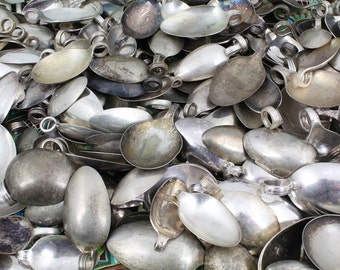 Spoon Bowl Assortment - 10 pieces - Antique Sterling Silver Plated - Metal Stamping Supplies - Epoxy Resin Supplies - Wholesale Spoons boho