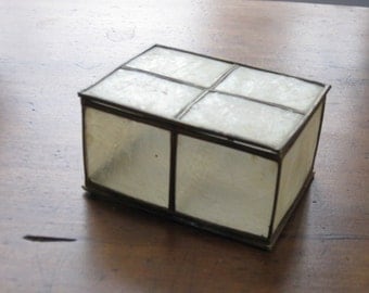 Vintage Translucent Capiz Shell and Brass Box