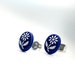 Stud Post Earrings, Blue Studs, Simple Earrings, Small Earrings, Flower Earrings, Navy Blue and White Daisies, Steel Posts