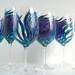 Peacock Wedding Glassware - 6 Piece Personalized Toasting Collection -- Hand Painted Wine Glasses and Champagne Flutes