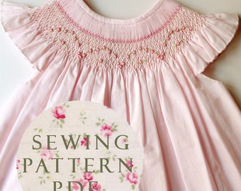 The Charming Bishop Dress 1 year - Sewing PDF Pattern - How to Make - Upbringing Dress One Size - No Side Seams - Easy Way