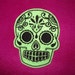 Mexican Day of the Dead Sugar Skull Patch Embroidery lime and black