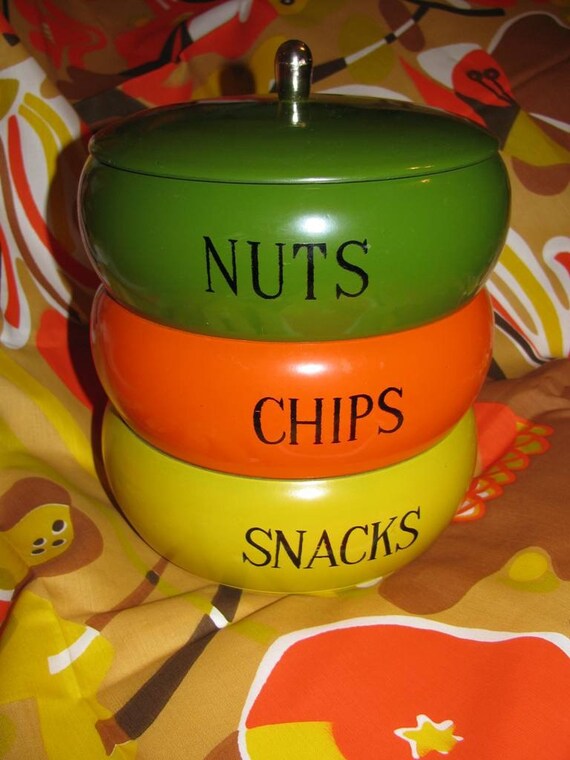 Snack Bowl Trio Set Vintage 1960's Chips Snacks by TheIDconnection
