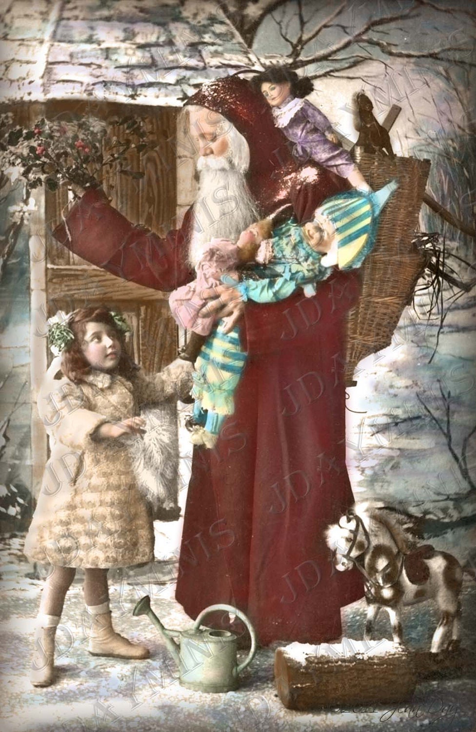 French Christmas Santa or Pere Noel and Babette 1908