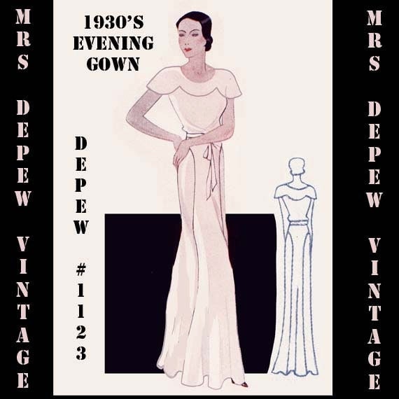  Vintage  Sewing Pattern  1930 s  Evening or Wedding  Gown  in