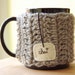 Personalize Chai Love Mug Cozy Crochet Light Grey Tea Cup Cosy - Made to Order