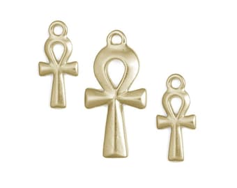 Egyptian Ankh Pendant 3 Piece Set Gold TierraCast Ankh Pendant and Charms