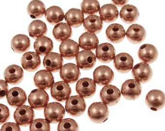 50 Copper Ball Beads 6mm Round Beads Bright Copper Beads Solid Copper 6mm Beads Geniune Copper Jewelry Beads for Jewelry Making (FSC14)