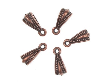 5 Necklace Bails - Antique Copper Bails - TierraCast ROYAL BAIL - Pendant Bail Findings - Copper Findings (PF363B)