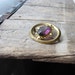 amethyst and brass brooch - filigree art nouveau brooch
