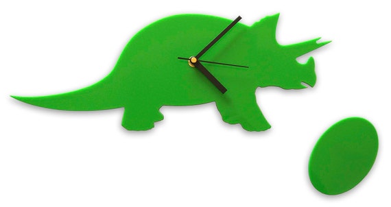 Green Dinosaur Wall Clock