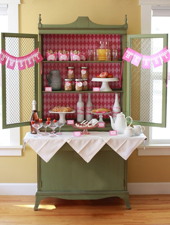 Sweet Heart Valentine's Day PRINTABLE Party Collection - You Customize EDITABLE TEXT Instant Download Il_570xn