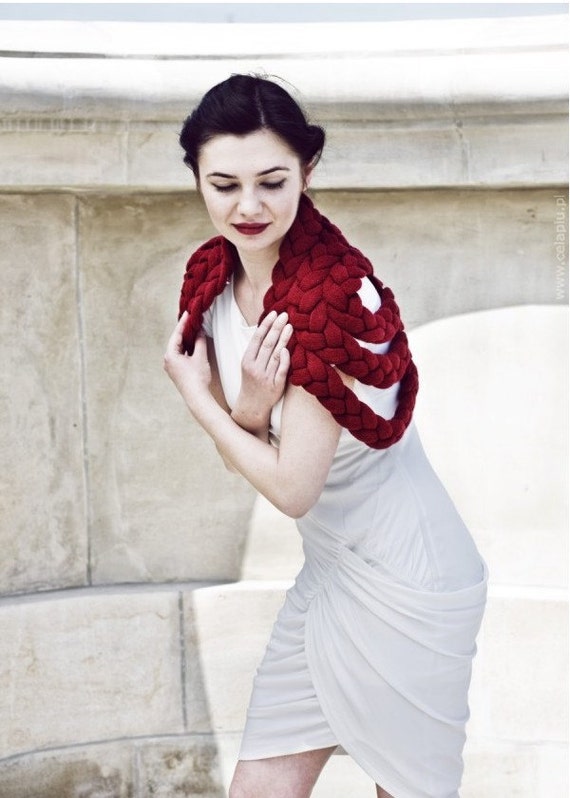 Braided Shrug in Burgundy