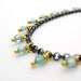 SALE Blue Zircon Gemstone Chain Bracelet blue jewelry oxidized sterling silver and 24k vermeil gold