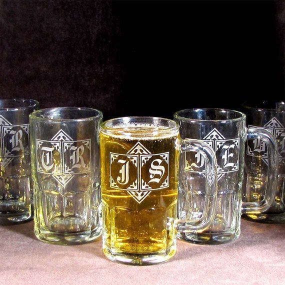 9 Beer Steins Monogrammed Groomsmen Gifts Etched by bradgoodell