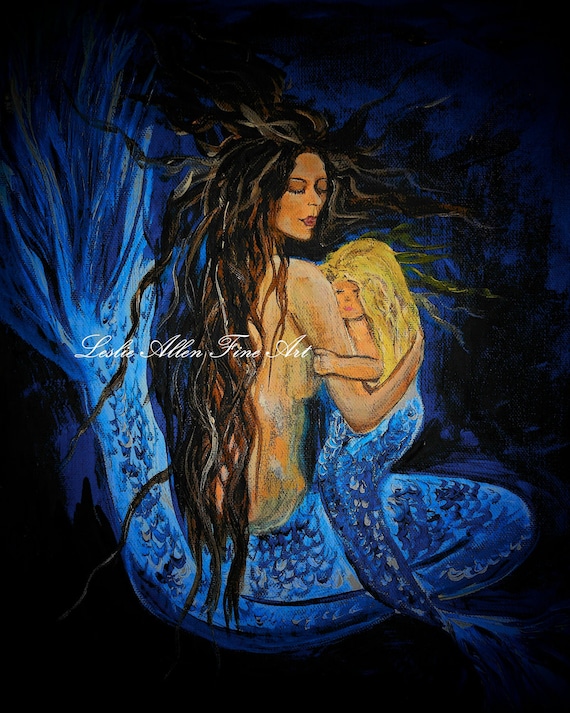 Mermaid Painting Art Mother and Child Mermaid Mermaid Seascape